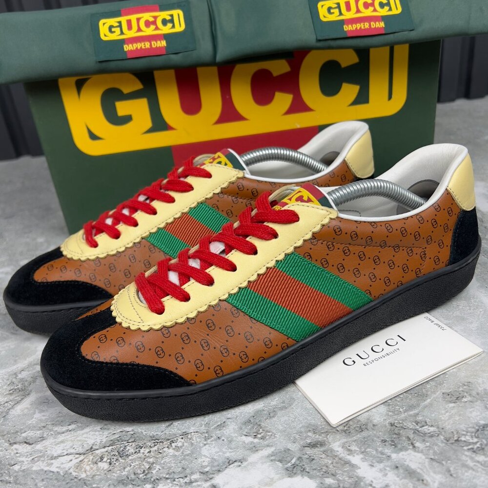 Gucci x Dapper Dan Adidas Web G74 GG Monogram Sneakers Brown 8.5 US 38.5 EUR